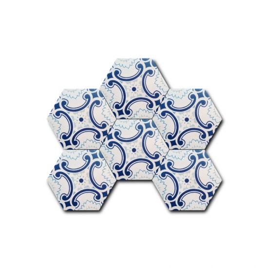 Mosaic - Hexagon Blue White EYR602